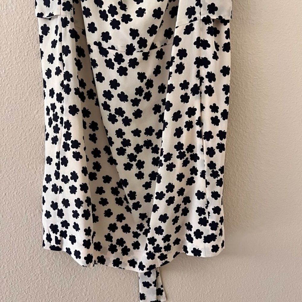 Balenciaga Paris White Silk Blend Clover Print Cowl Neck Mini Dress 36 / US 6  - Picture 4 of 9